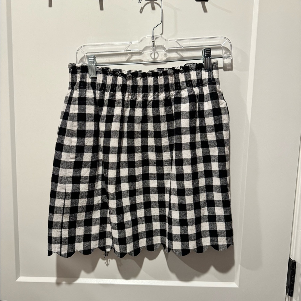 Gingham Skirt with Scalloped Edge